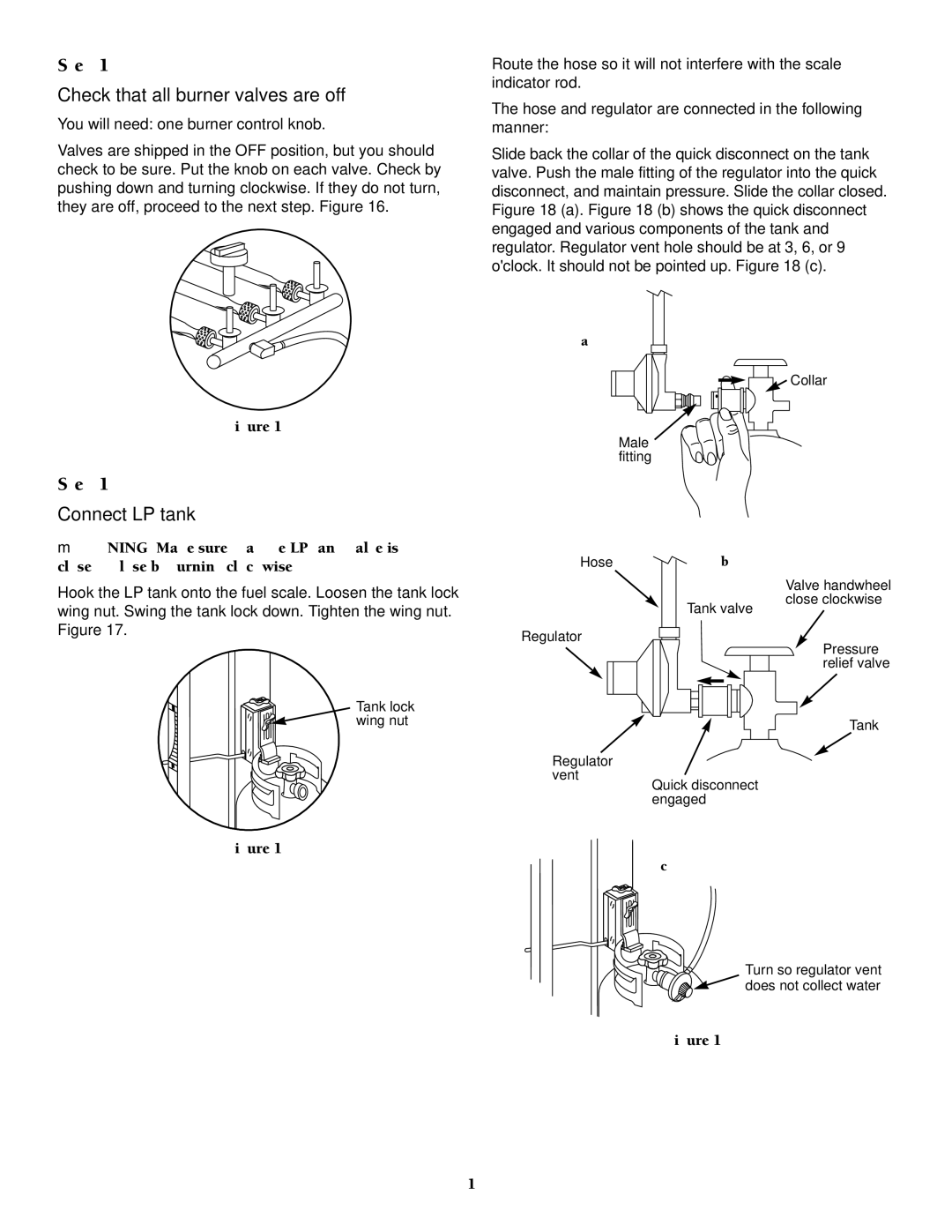 Weber 1000 owner manual Check that all burner valves are off, Connect LP tank 