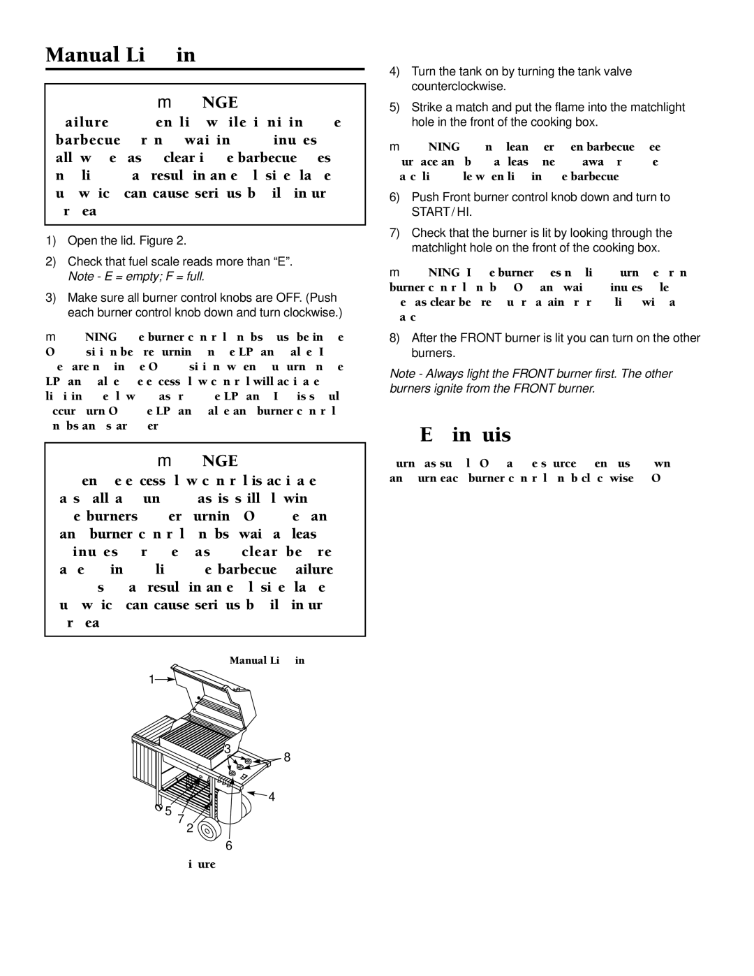 Weber 1000 owner manual Manual Lighting 