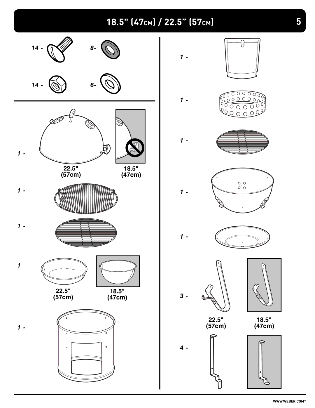 Weber 100108 manual 18.5 47CM / 22.5 57CM 