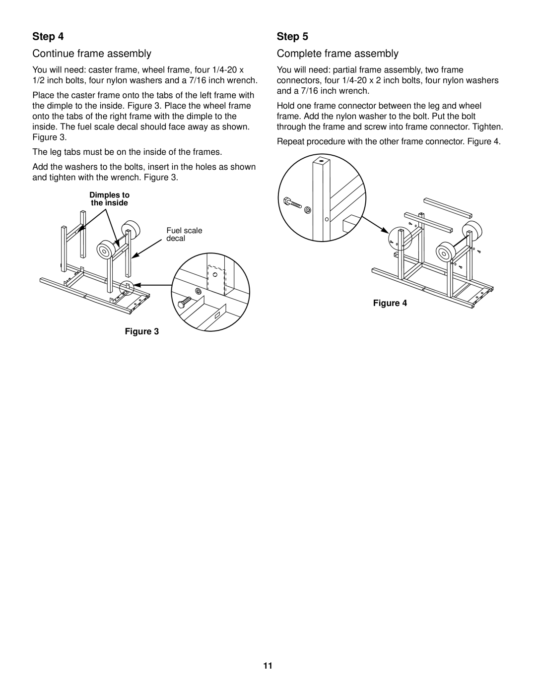 Weber 1100 LP owner manual Continue frame assembly, Complete frame assembly 