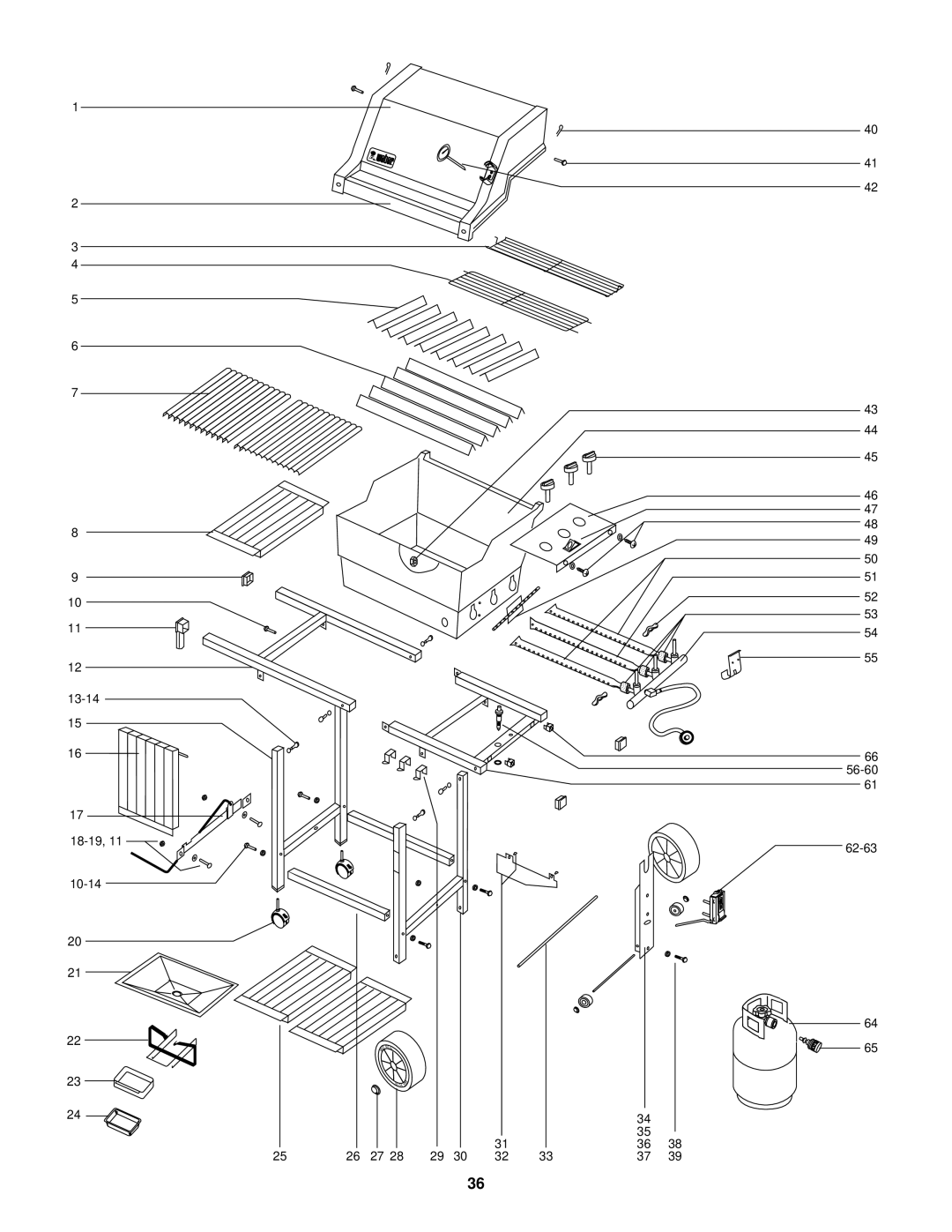 Weber 1100 LP owner manual 13-14 56-60 18-19 62-63 10-14 