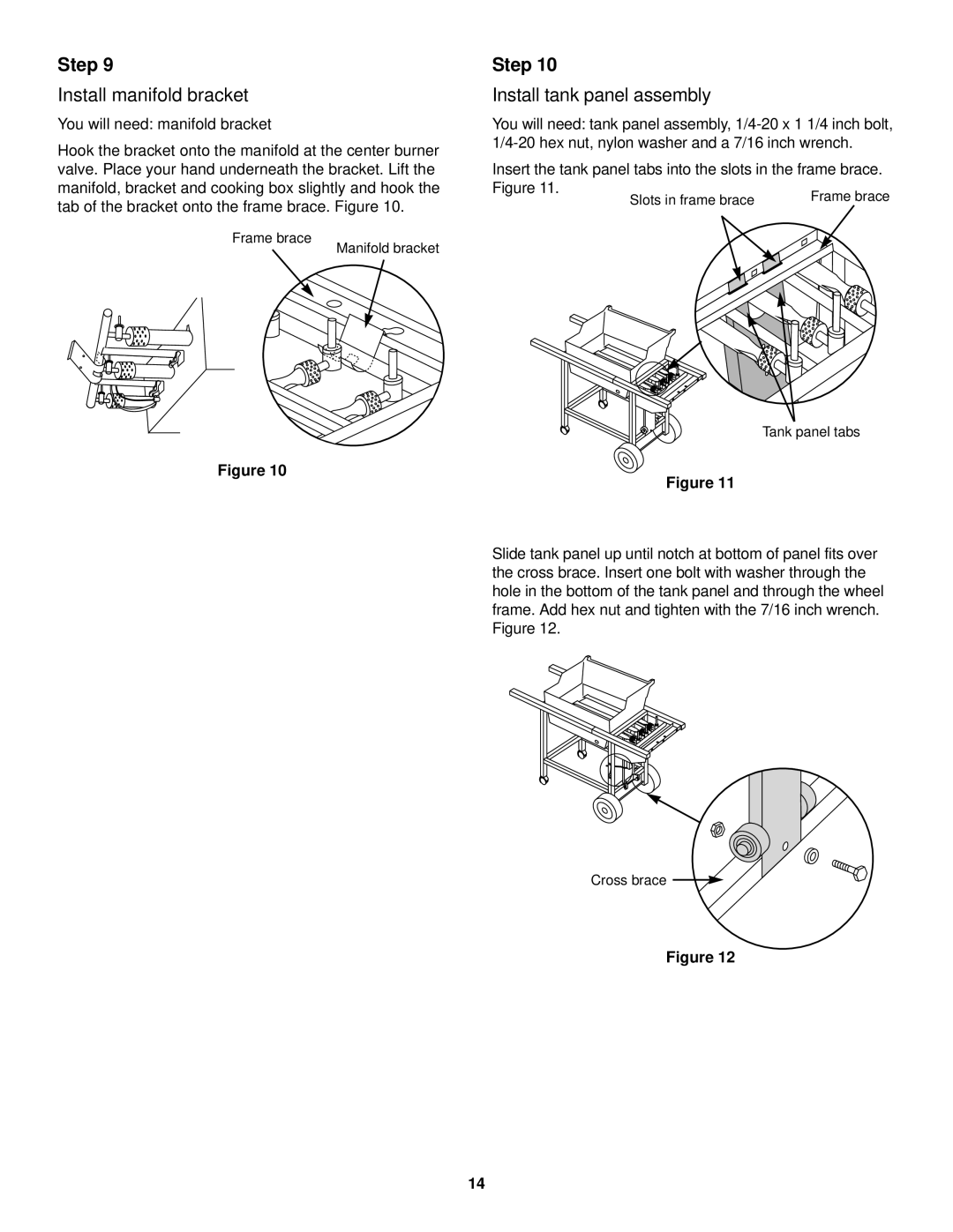 Weber 1100 LP owner manual Install manifold bracket, Install tank panel assembly 