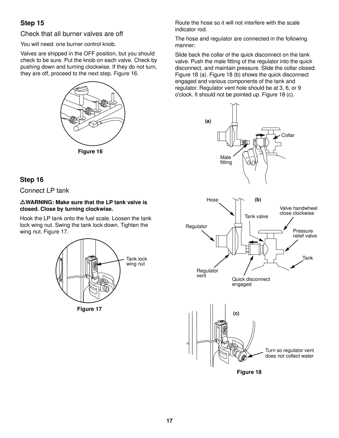 Weber 1100 LP owner manual Check that all burner valves are off, Connect LP tank 