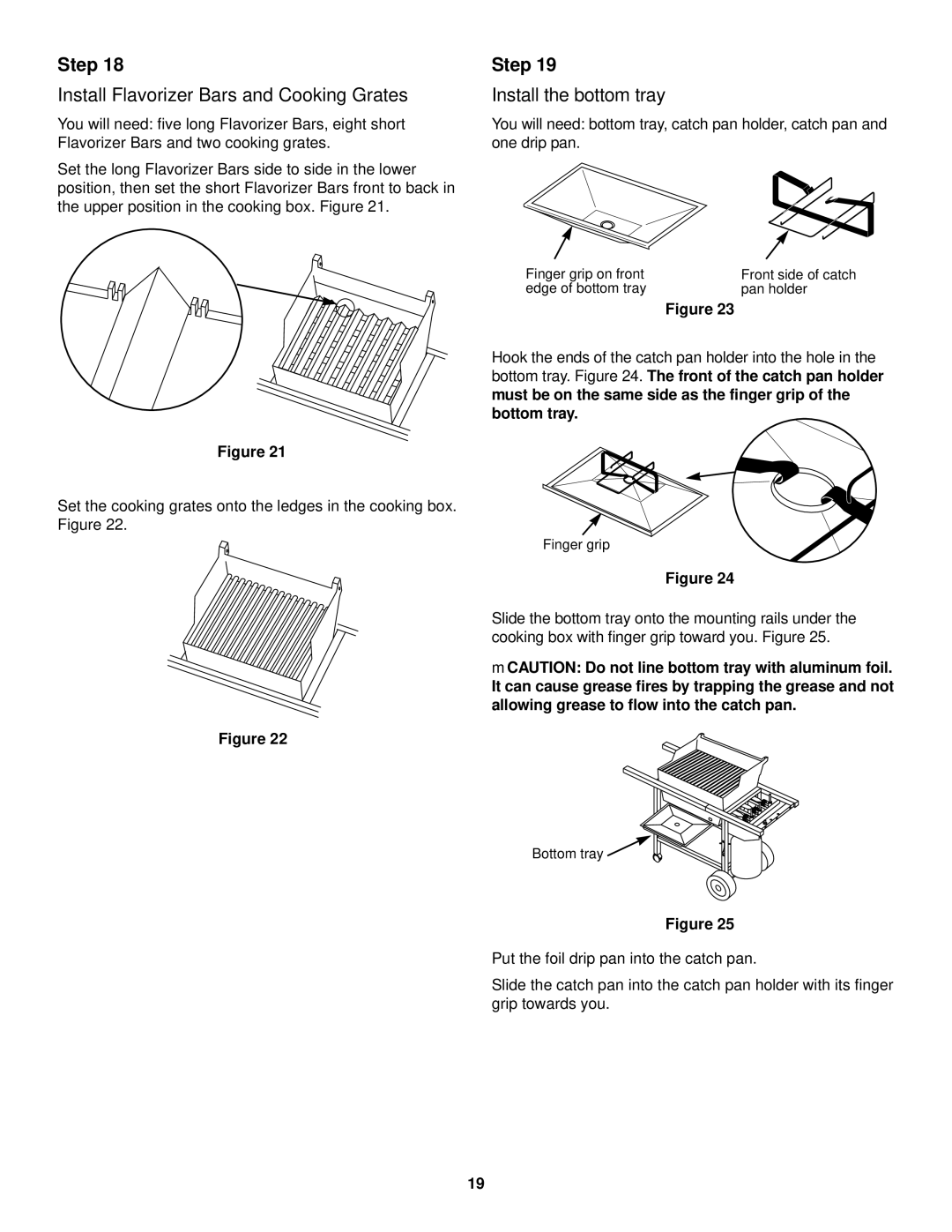 Weber 1100 LP owner manual Install Flavorizer Bars and Cooking Grates, Install the bottom tray 