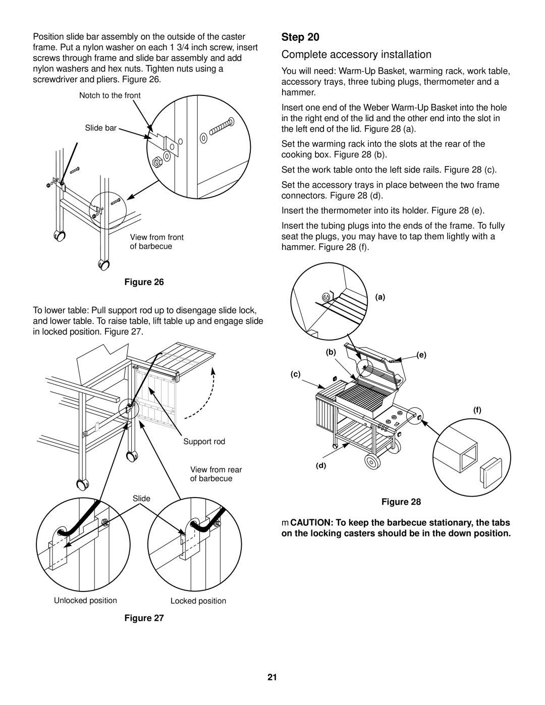 Weber 1100 owner manual Complete accessory installation 