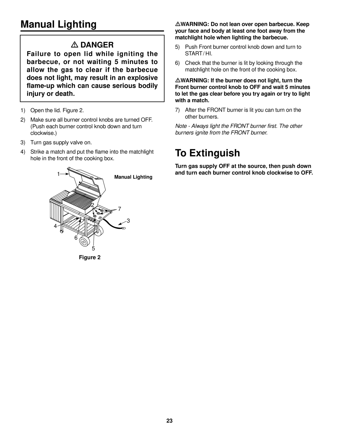 Weber 1100 owner manual Manual Lighting 