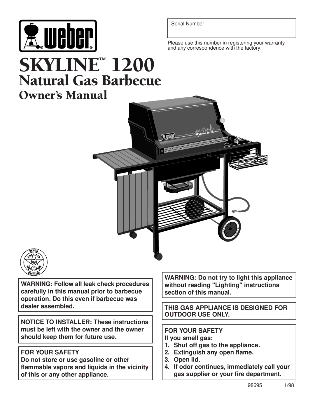 Weber 1200 owner manual Skyline 