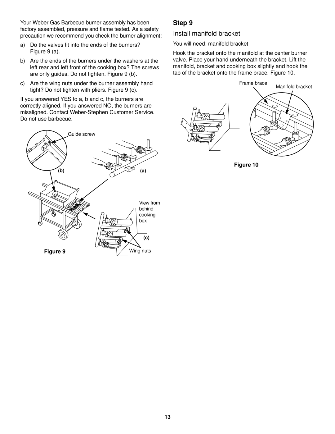 Weber 1200 owner manual Install manifold bracket 