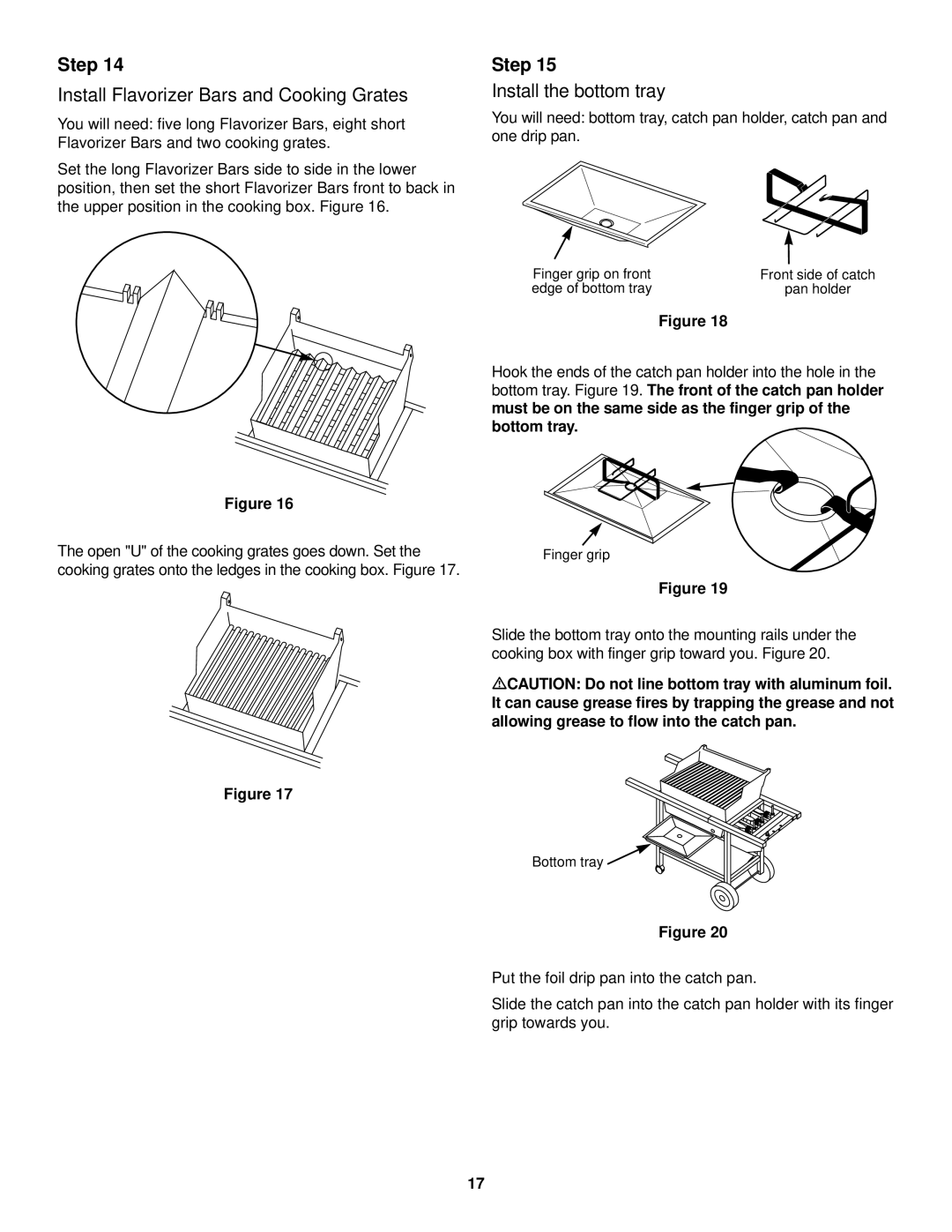 Weber 1200 owner manual Install Flavorizer Bars and Cooking Grates, Install the bottom tray 