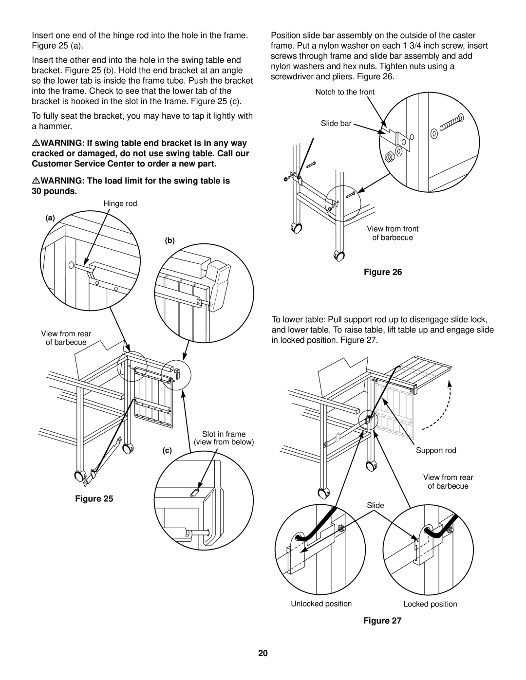 Weber 1200 owner manual Hinge rod 