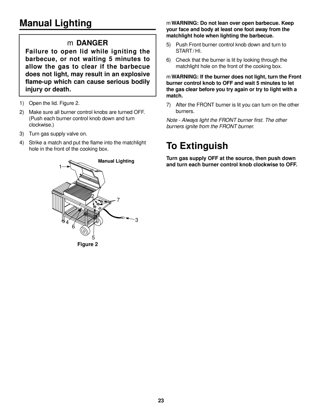 Weber 1200 owner manual Manual Lighting 