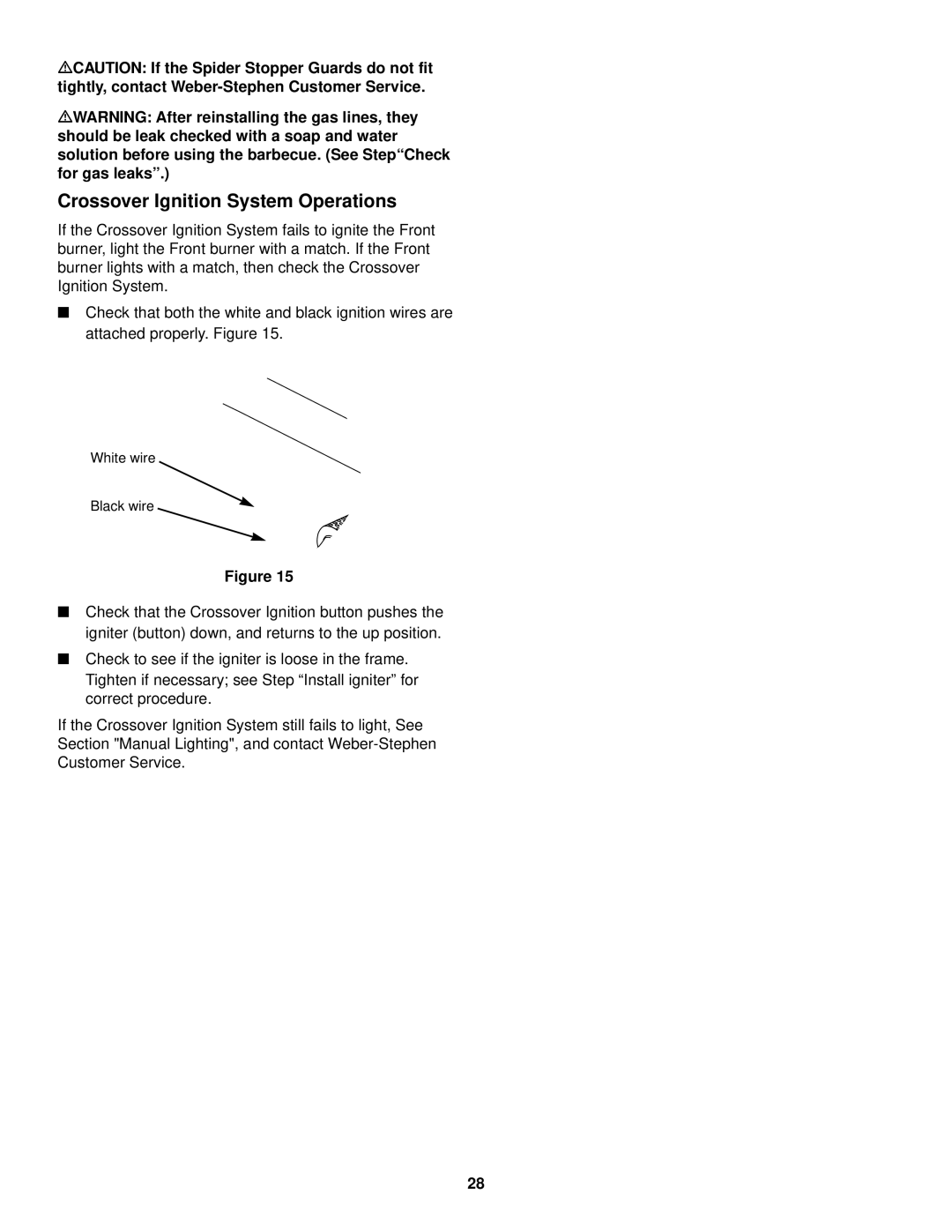 Weber 1200 owner manual Crossover Ignition System Operations 