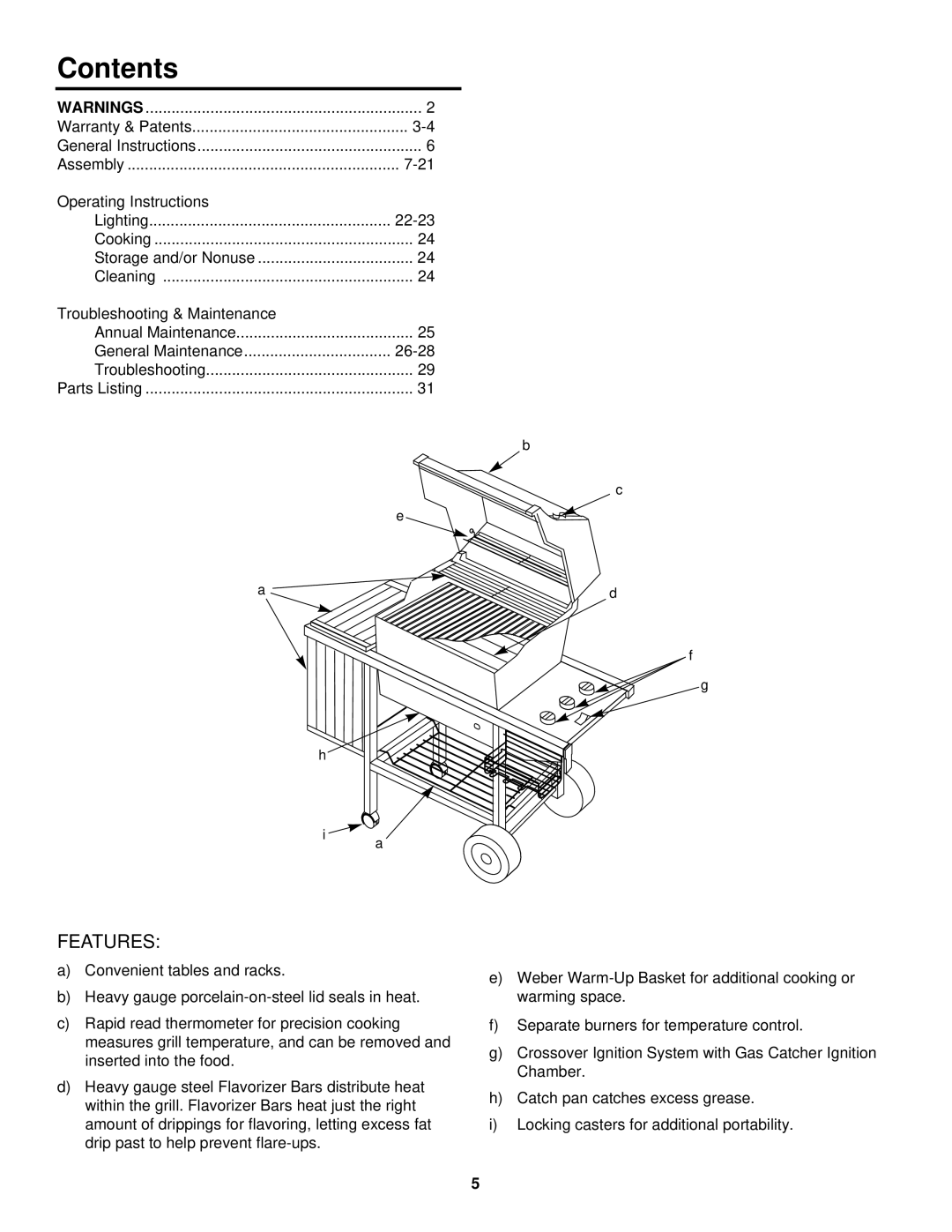 Weber 1200 owner manual Contents 