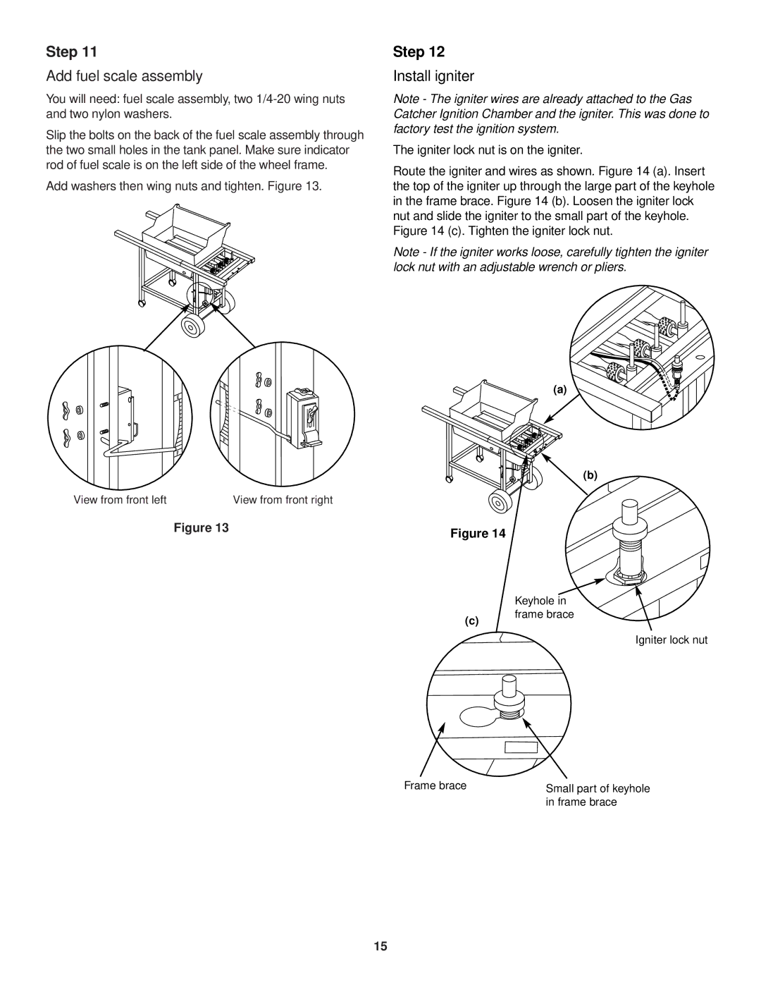 Weber 1200 owner manual Add fuel scale assembly, Install igniter 