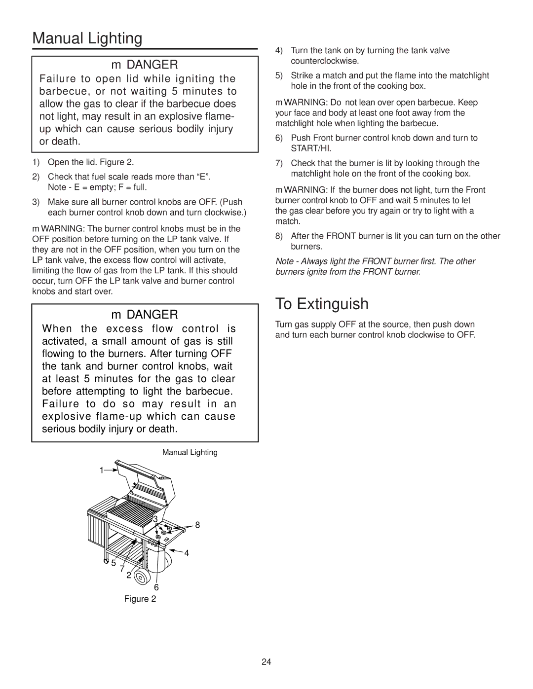 Weber 1200 owner manual Manual Lighting 