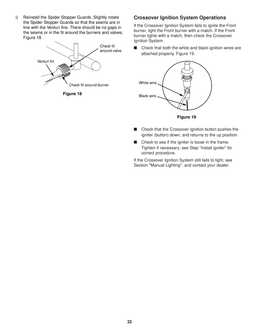 Weber 1200 owner manual Crossover Ignition System Operations 