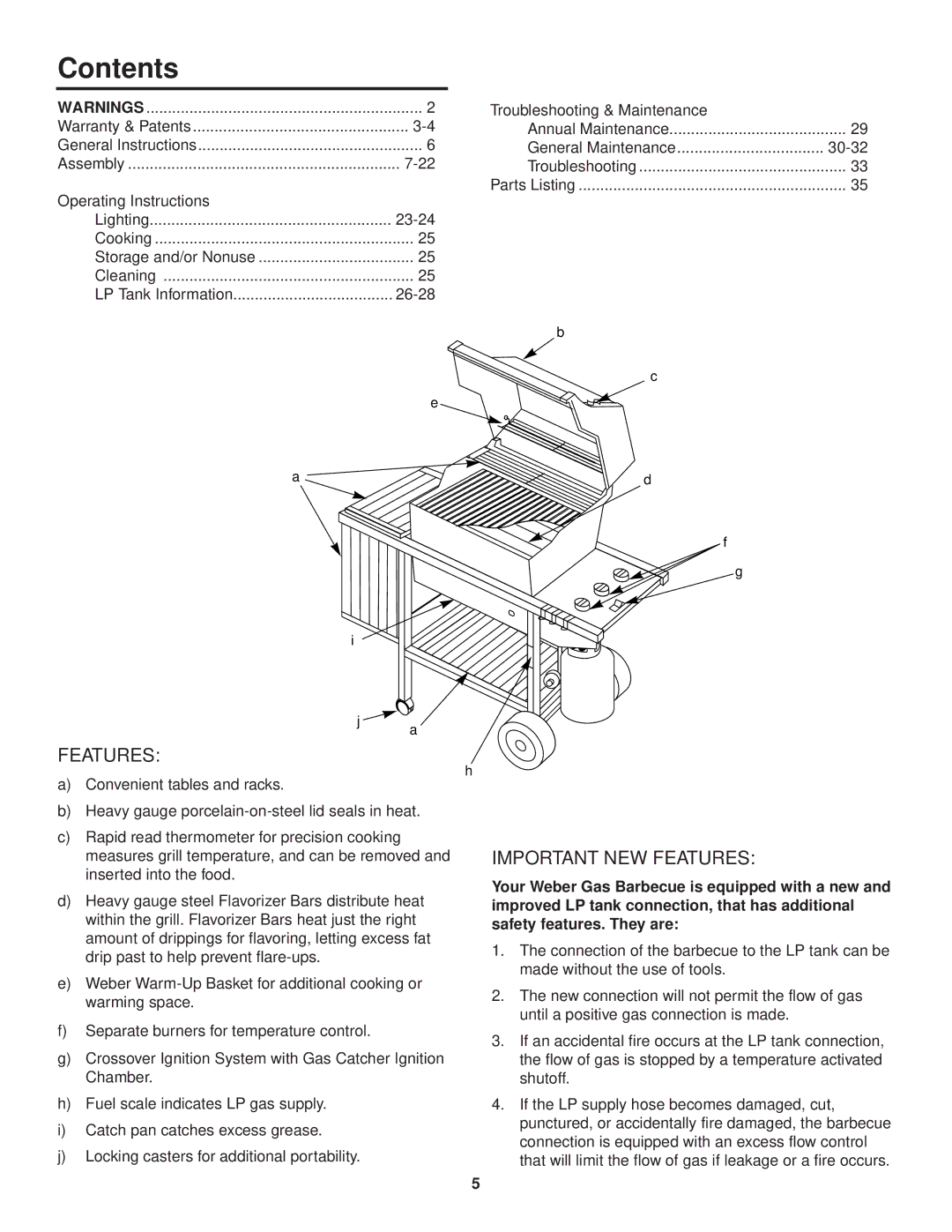 Weber 1200 owner manual Contents 