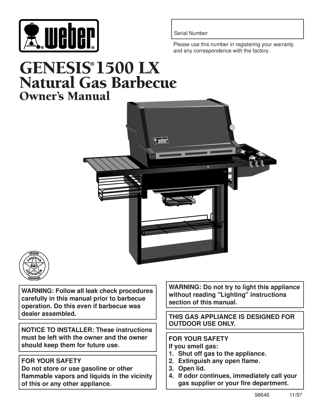 Weber owner manual Genesis 1500 LX 