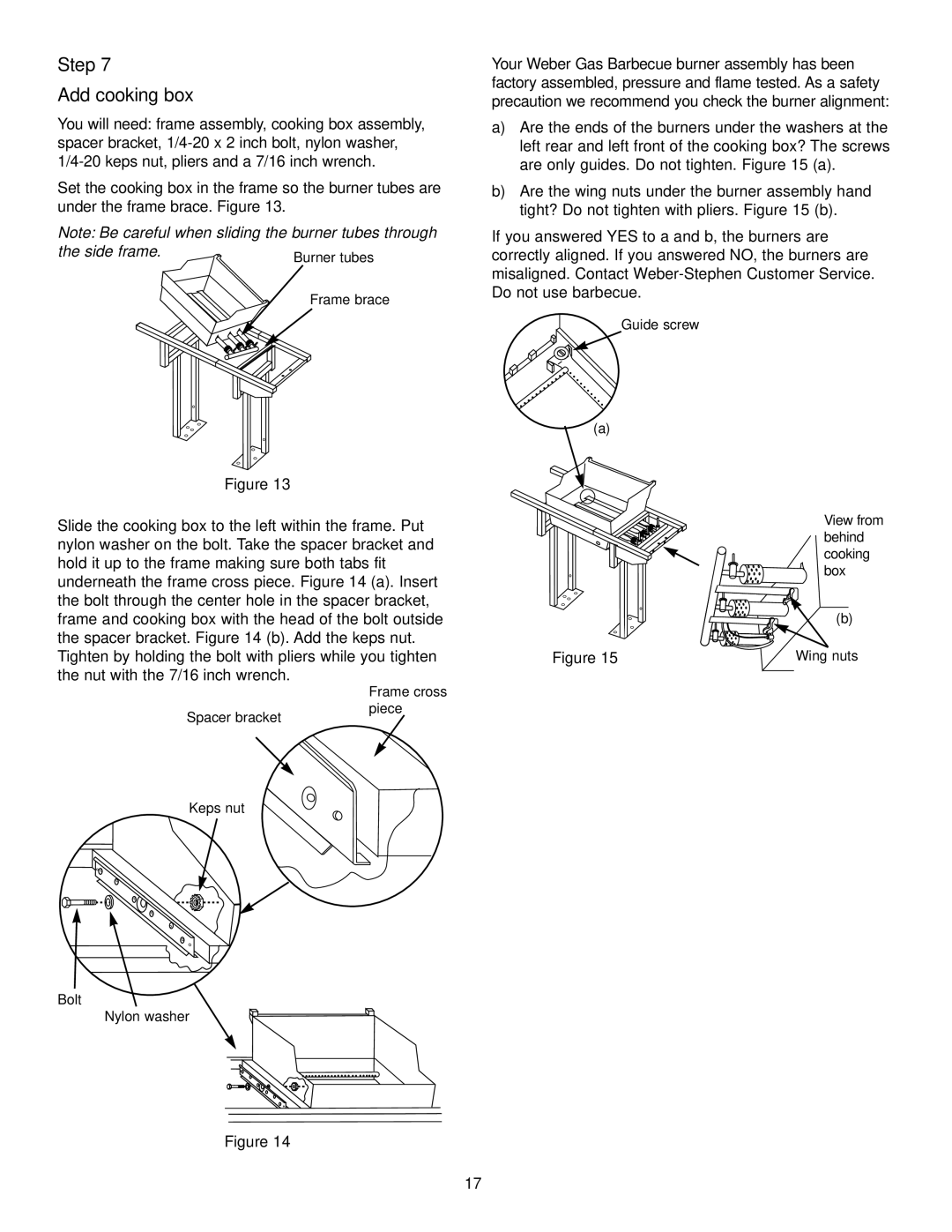 Weber 1500 LX owner manual Step, Add cooking box 