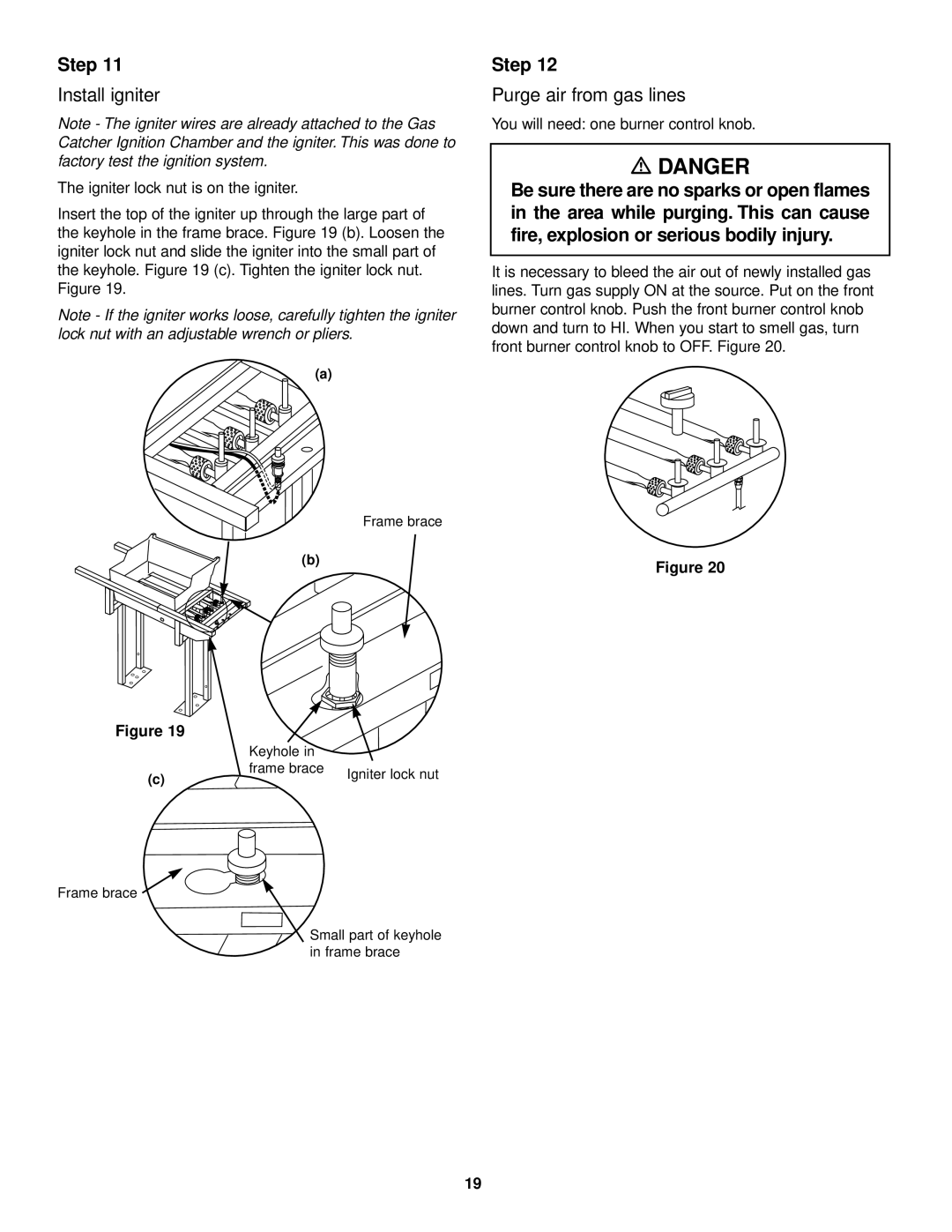 Weber 1500 LX owner manual Install igniter, Purge air from gas lines 