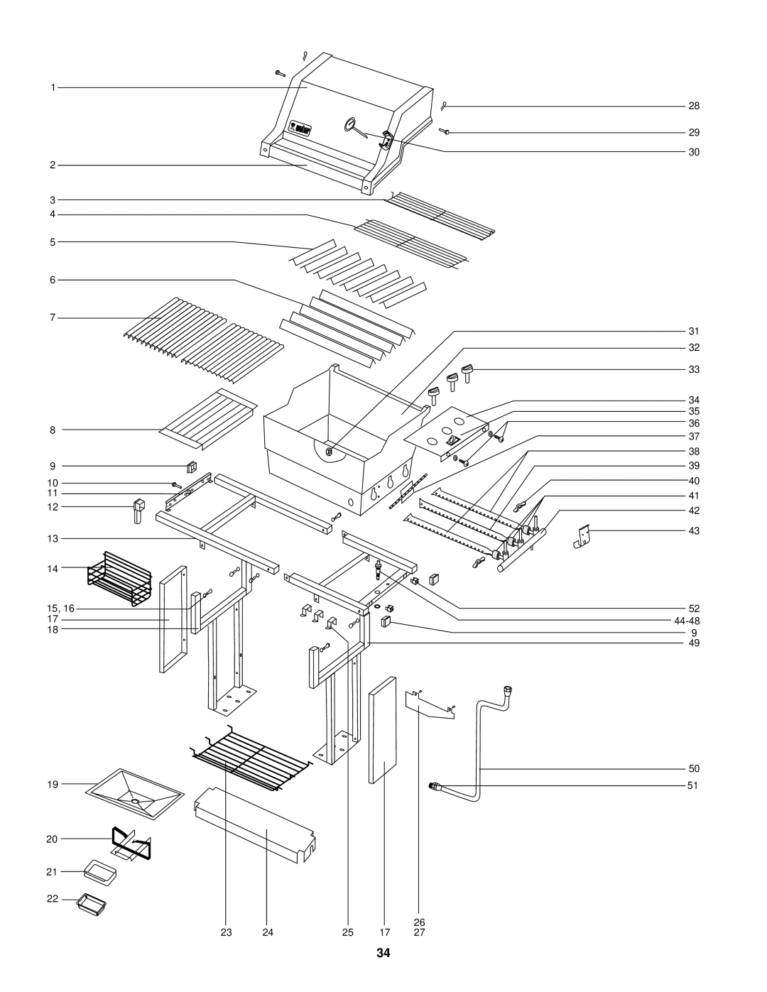 Weber 1500 LX owner manual 15, 16 17 44-48 