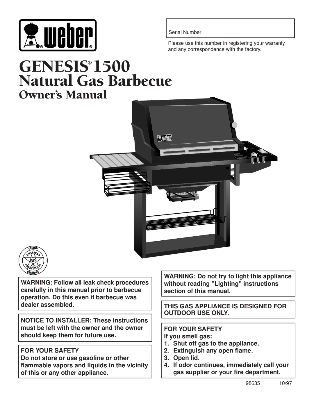 Weber 1500 owner manual Genesis 