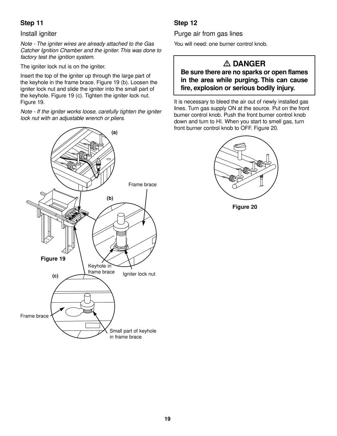 Weber 1500 owner manual Install igniter, Purge air from gas lines 