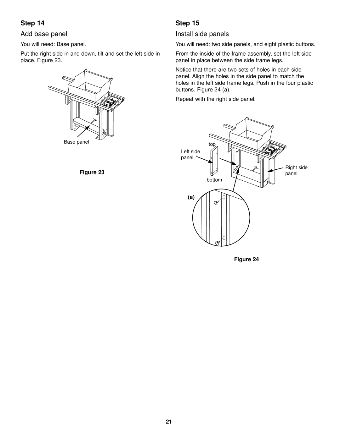 Weber 1500 owner manual Add base panel, Install side panels 