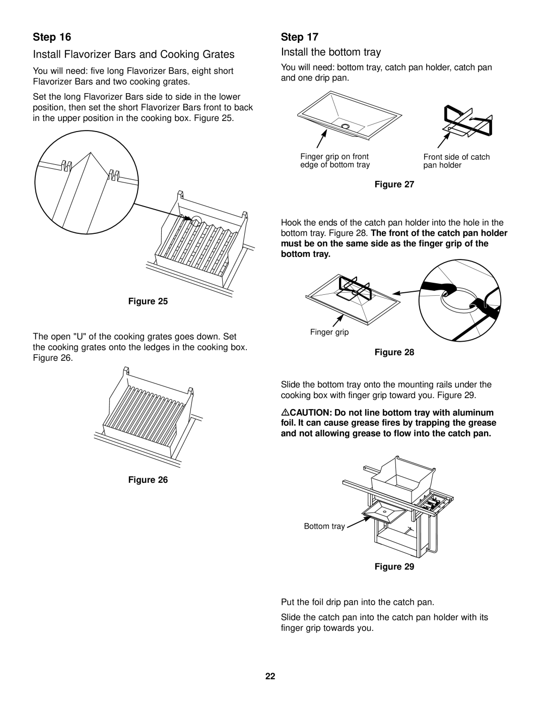 Weber 1500 owner manual Install Flavorizer Bars and Cooking Grates, Install the bottom tray 