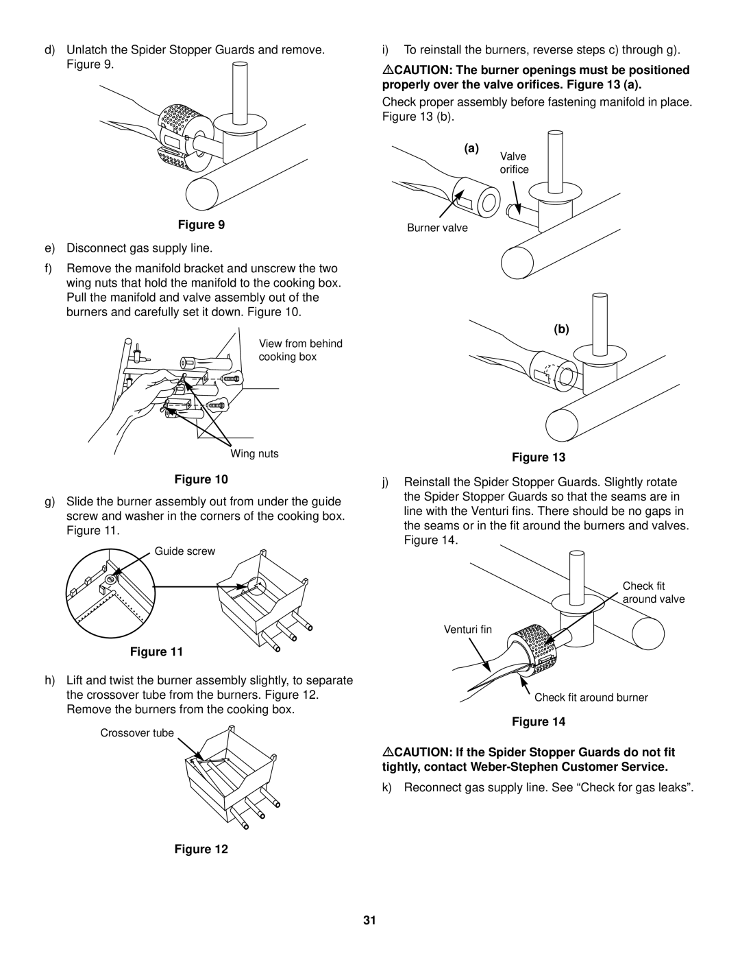 Weber 1500 owner manual Reconnect gas supply line. See Check for gas leaks 