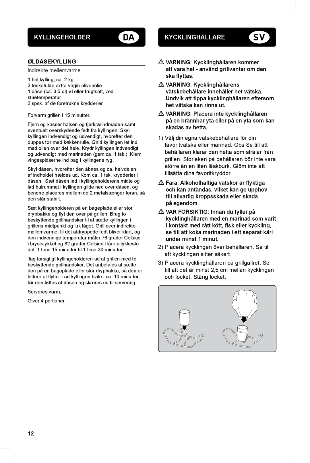 Weber 178760 manual KyllingeholderKYCKLINGHÅLLARE, Øldåsekylling, Indirekte mellemvarme 