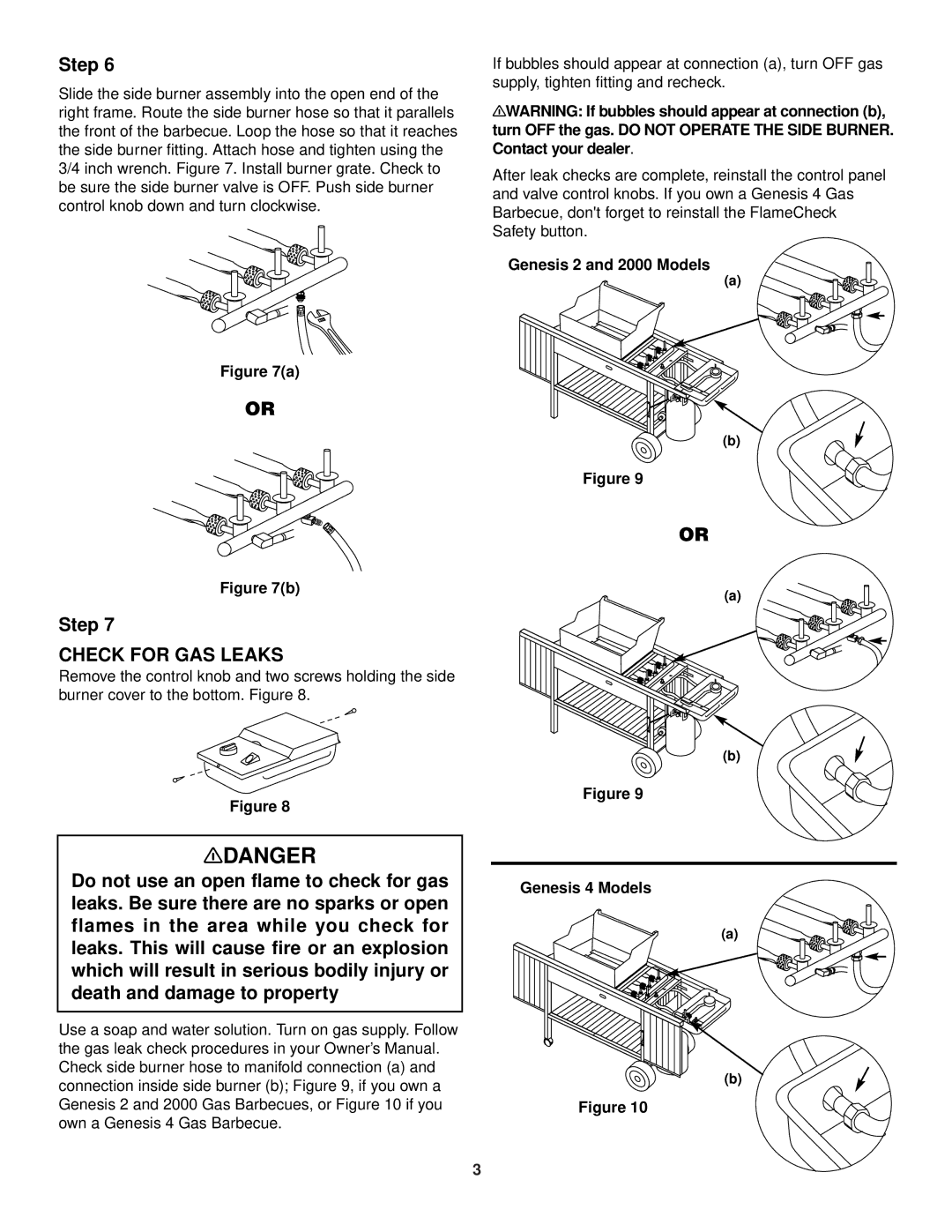 Weber 2 owner manual Ndanger, Check for GAS Leaks 