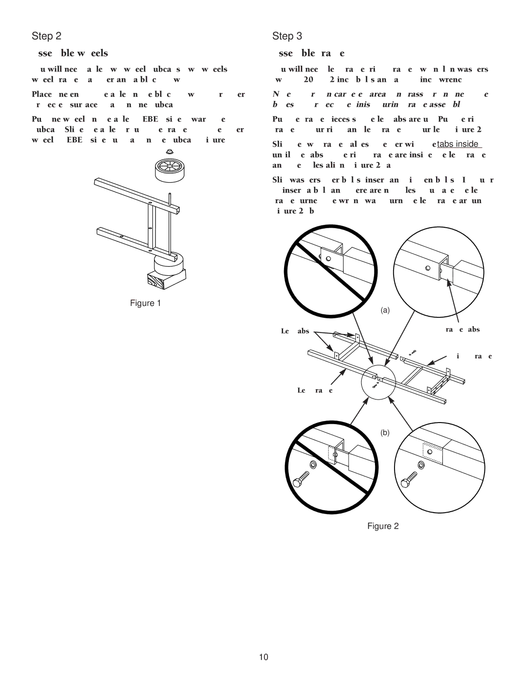 Weber 2000 LX Series owner manual Assemble wheels, Assemble frame 