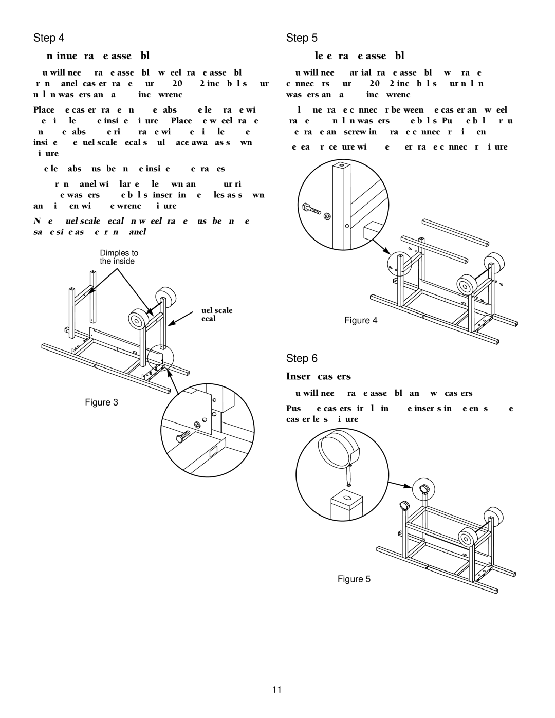 Weber 2000 LX Series owner manual Continue frame assembly, Complete frame assembly, Insert casters 