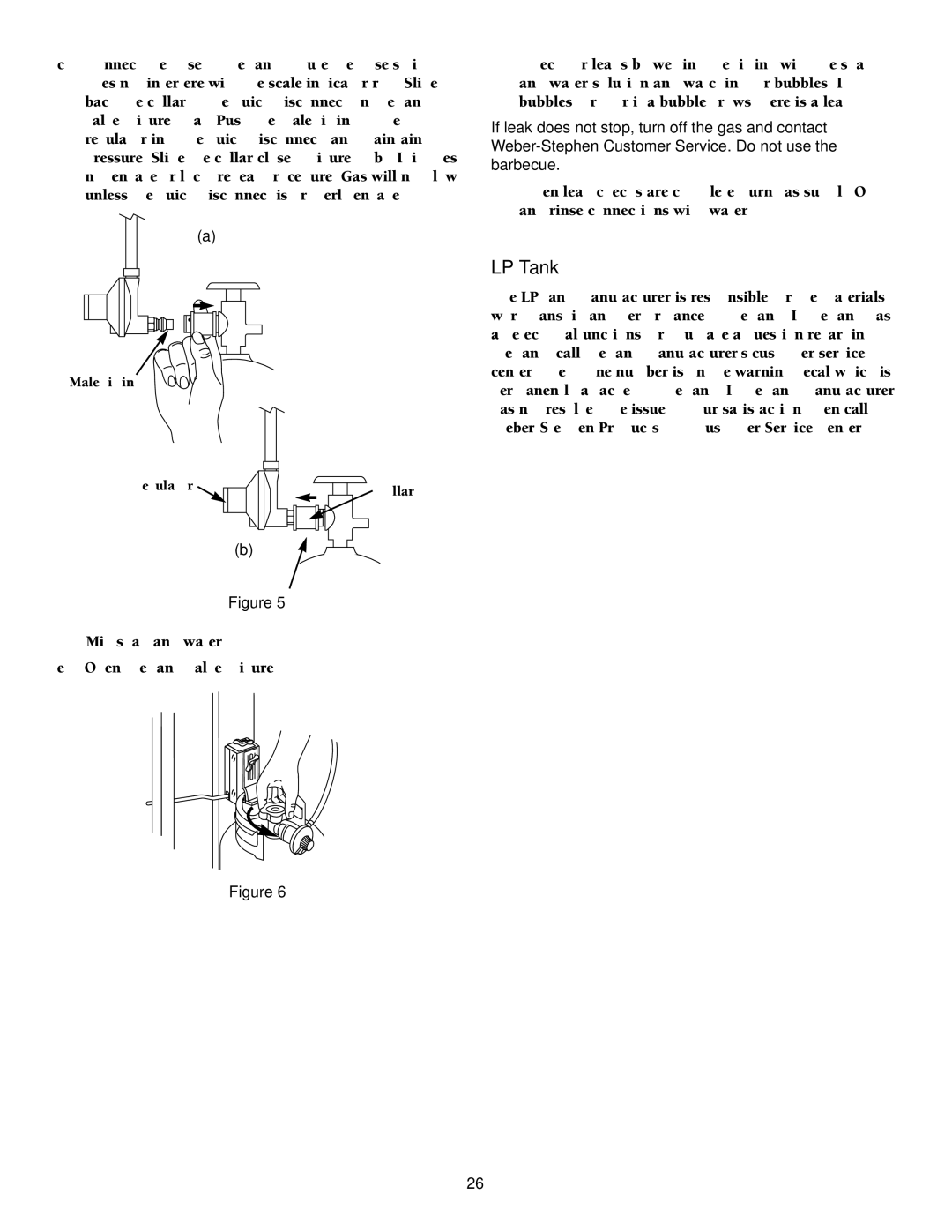 Weber 2000 LX Series owner manual Male fitting Regulator 