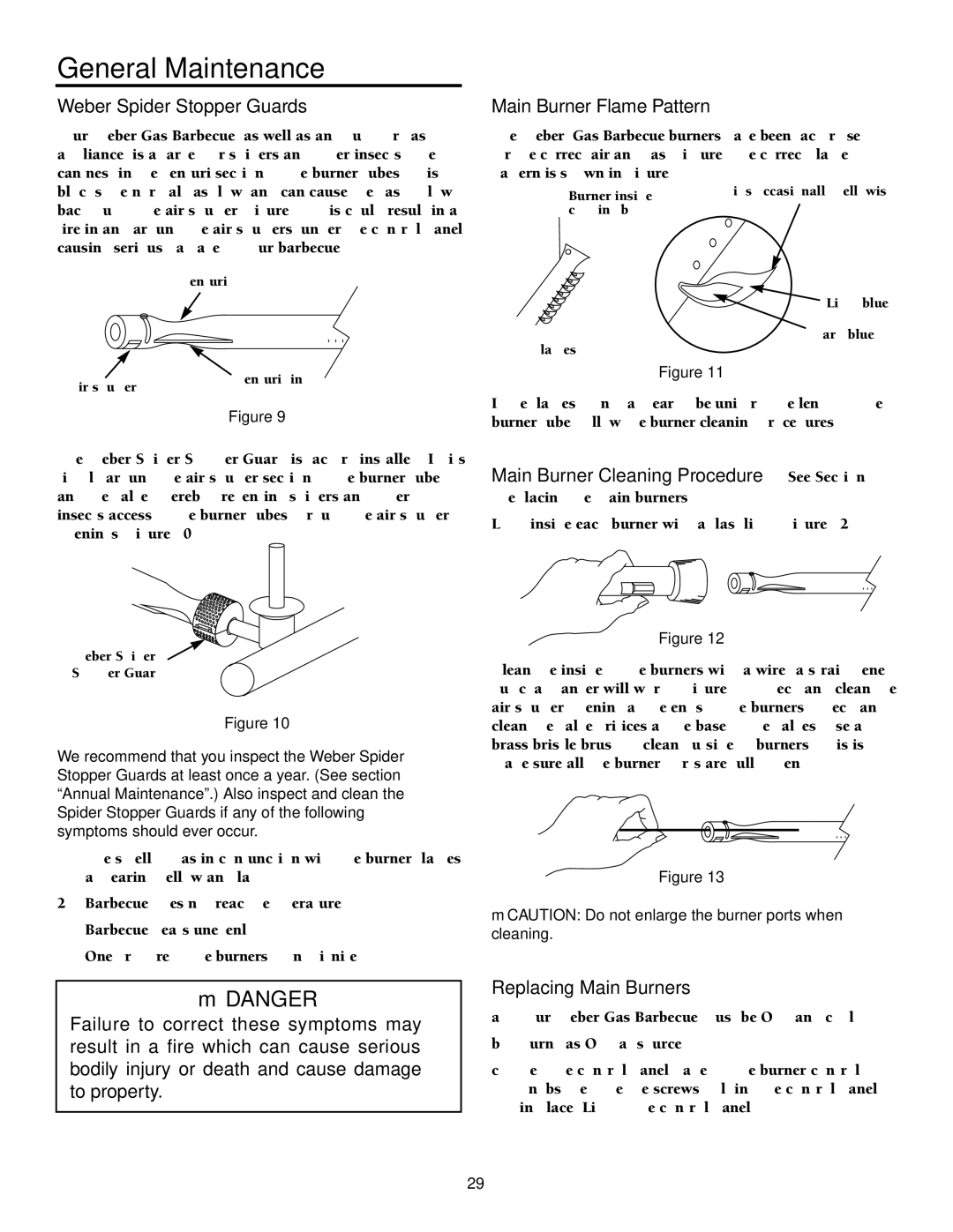 Weber 2000 LX Series General Maintenance, Weber Spider Stopper Guards, Main Burner Flame Pattern, Replacing Main Burners 