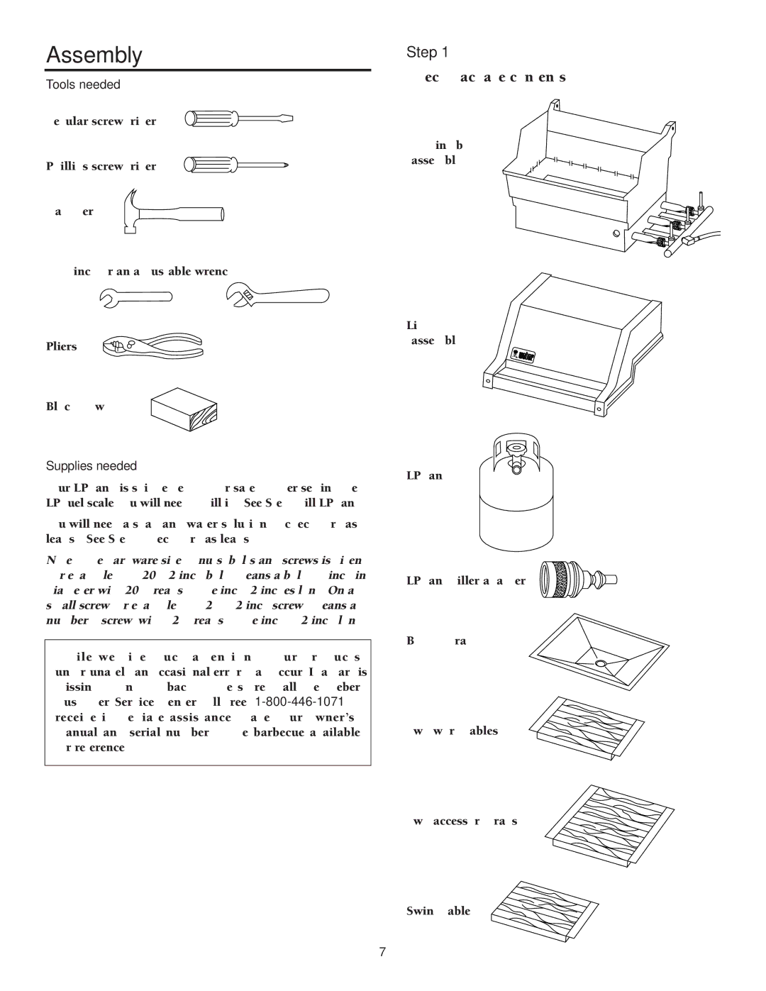 Weber 2000 LX Series owner manual Assembly, Step, Check package contents 