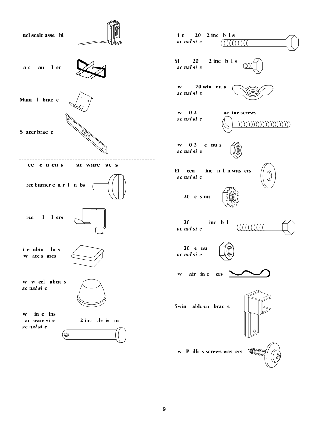 Weber 2000 LX Series owner manual Check contents of hardware packs 