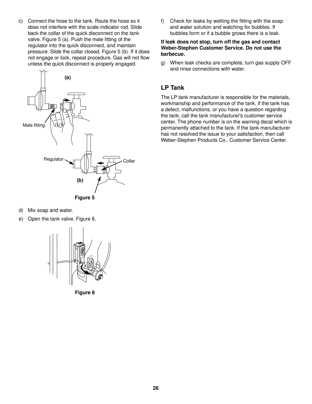 Weber 2000 LX owner manual Male fitting Regulator 