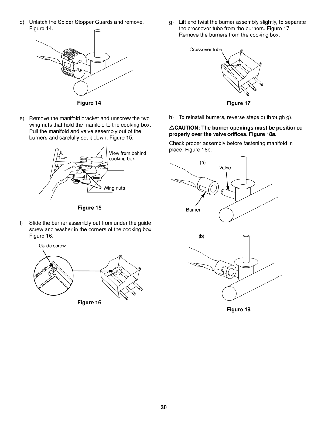 Weber 2000 LX owner manual To reinstall burners, reverse steps c through g 