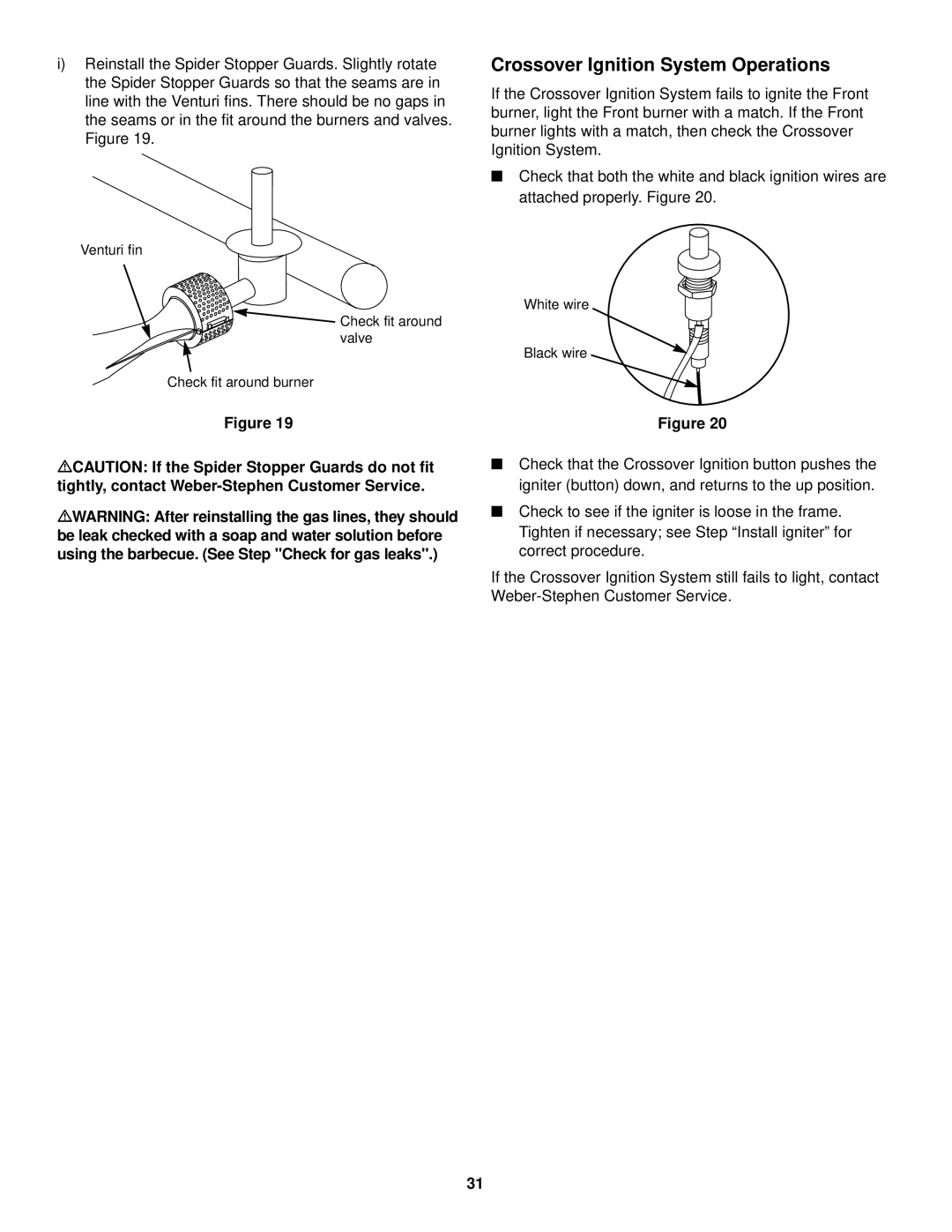 Weber 2000 LX owner manual Crossover Ignition System Operations 