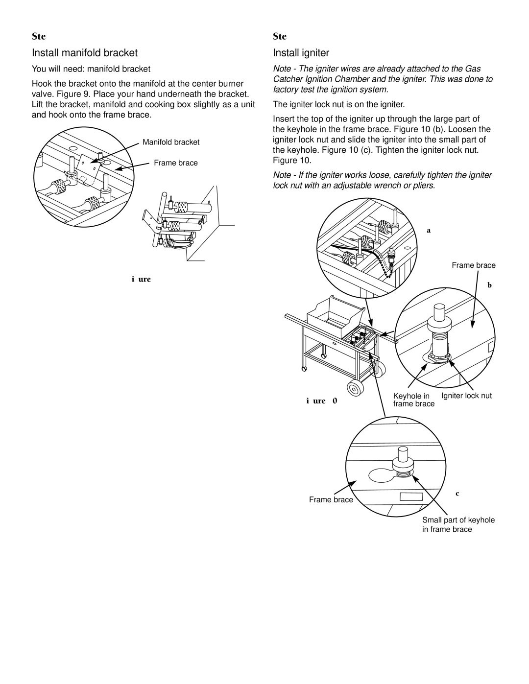 Weber 2000 owner manual Install manifold bracket, Install igniter 