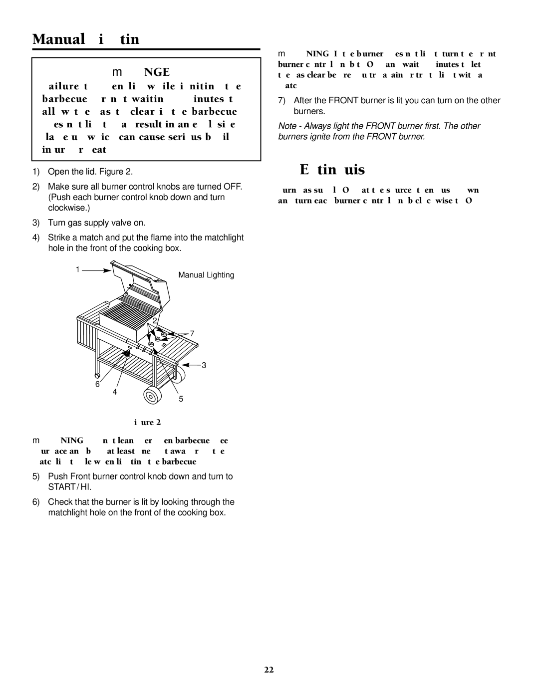 Weber 2000 owner manual Manual Lighting 