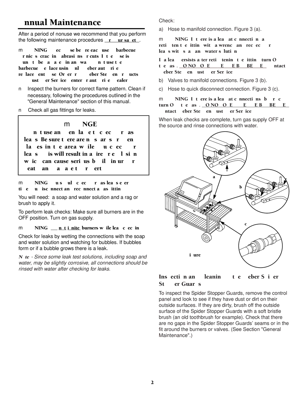 Weber 2000 owner manual Annual Maintenance, Inspection and Cleaning of the Weber Spider Stopper Guards 