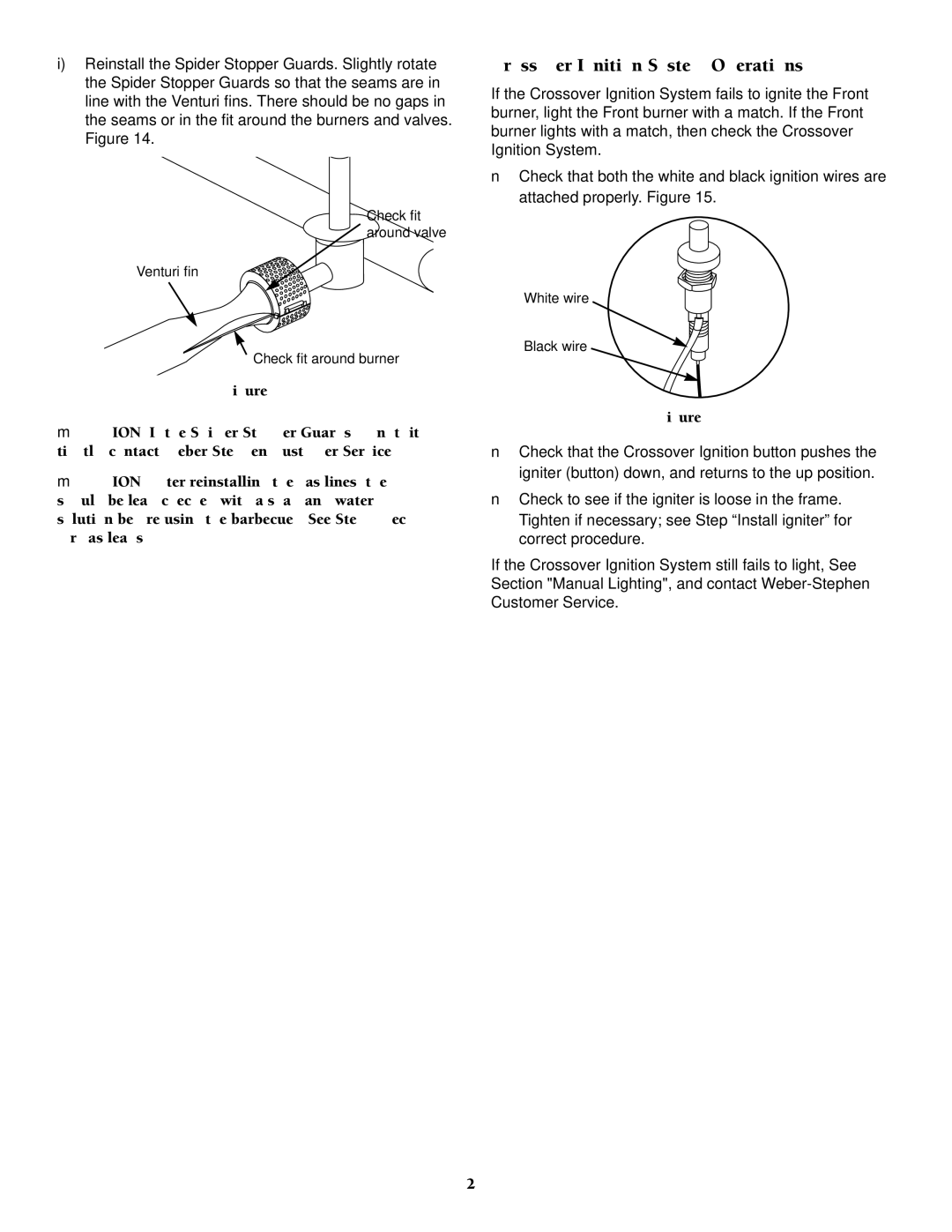 Weber 2000 owner manual Crossover Ignition System Operations 