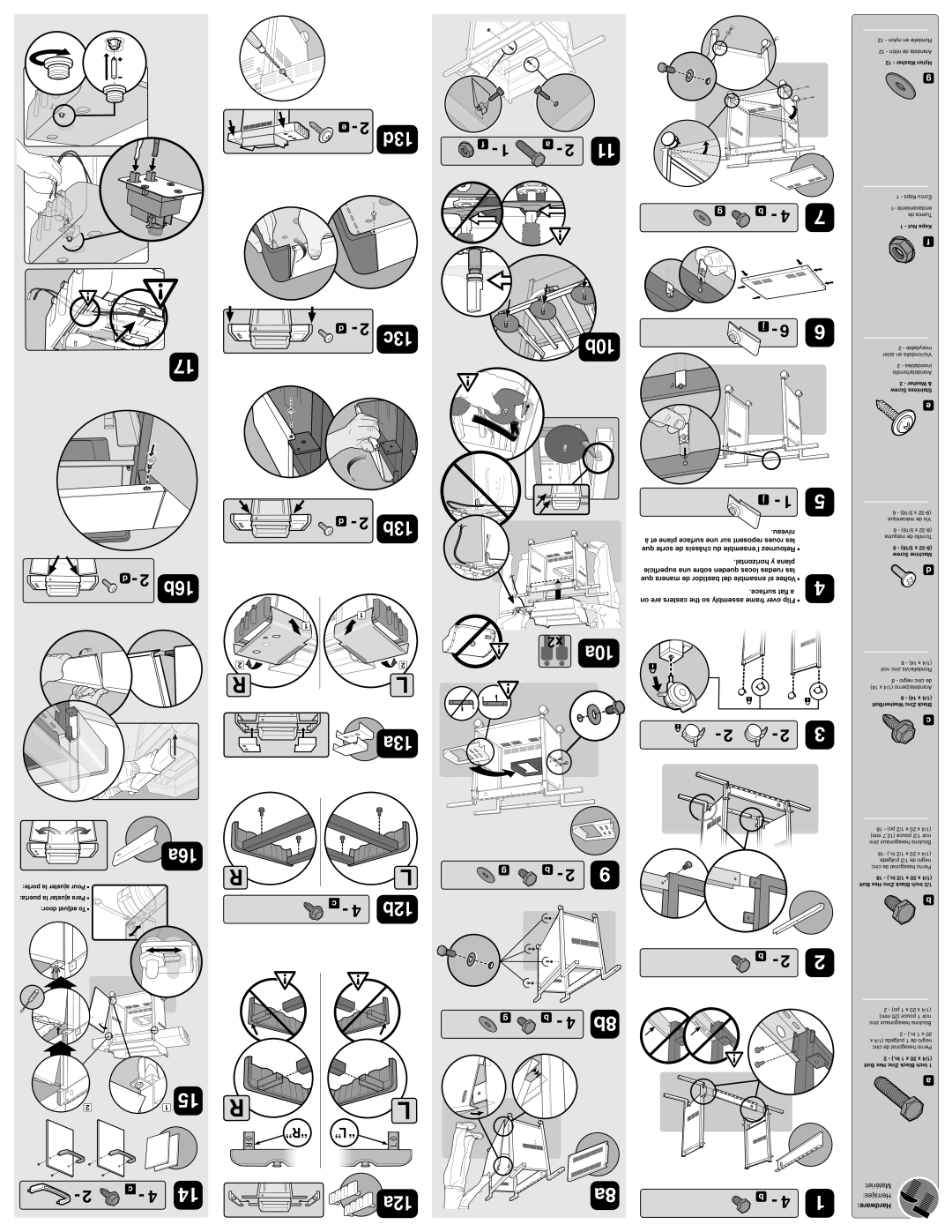 Weber 210TM, 310TM manual 13d 13c 10b, 13a, 10a, 16a 