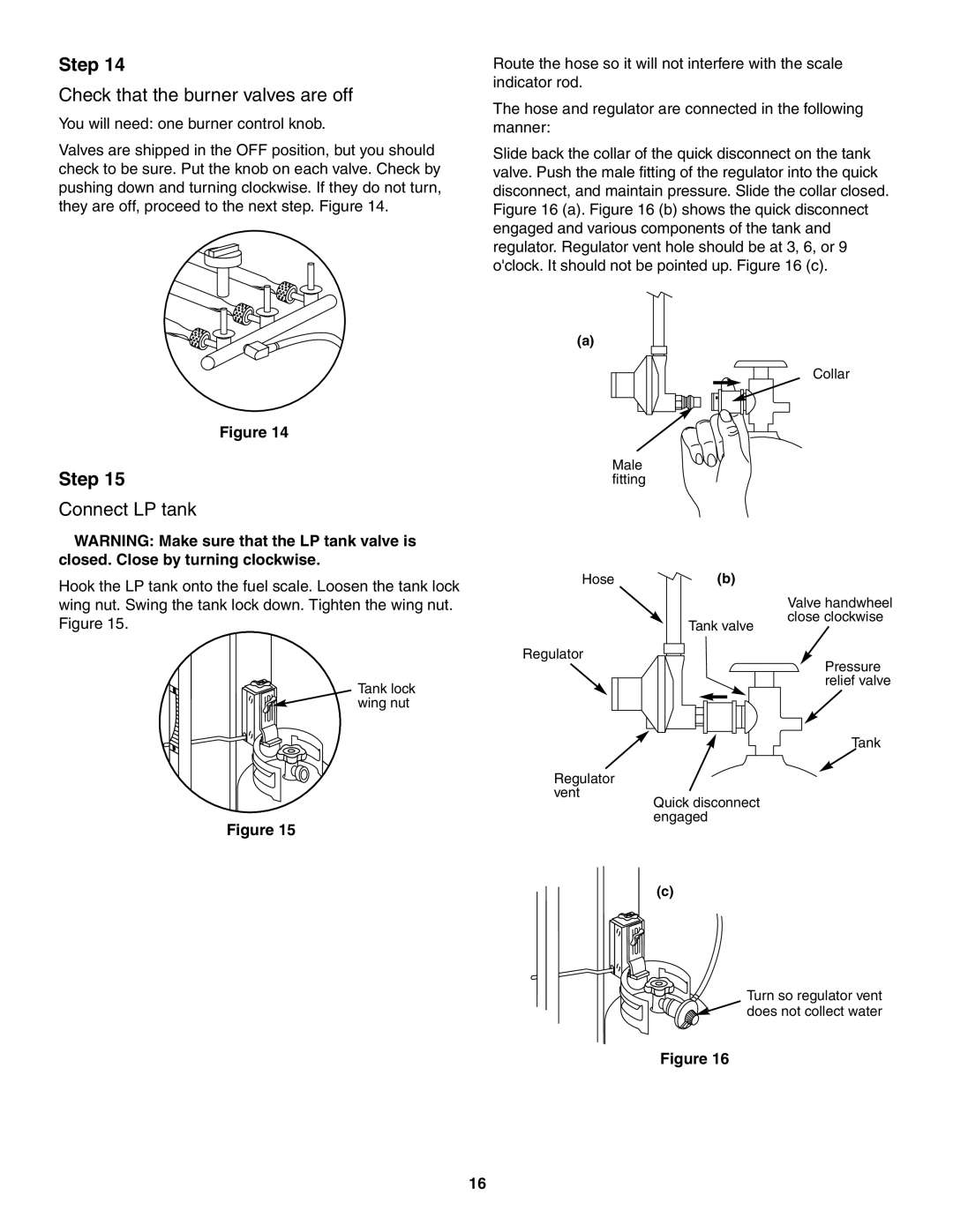 Weber 2300 owner manual Check that the burner valves are off, Connect LP tank 