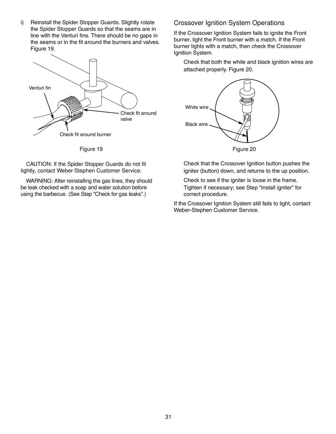 Weber 2300 owner manual Crossover Ignition System Operations 