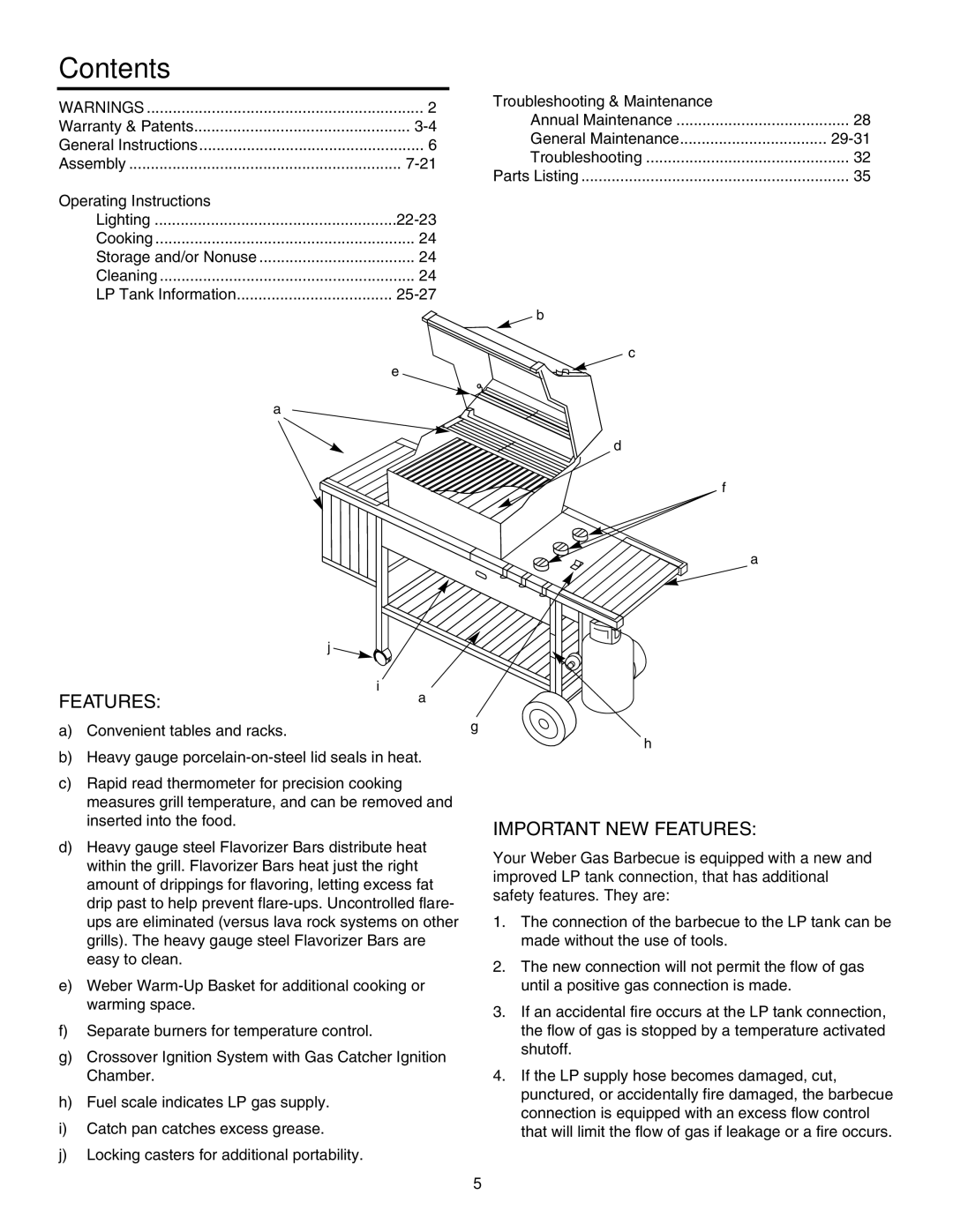 Weber 2300 owner manual Contents 