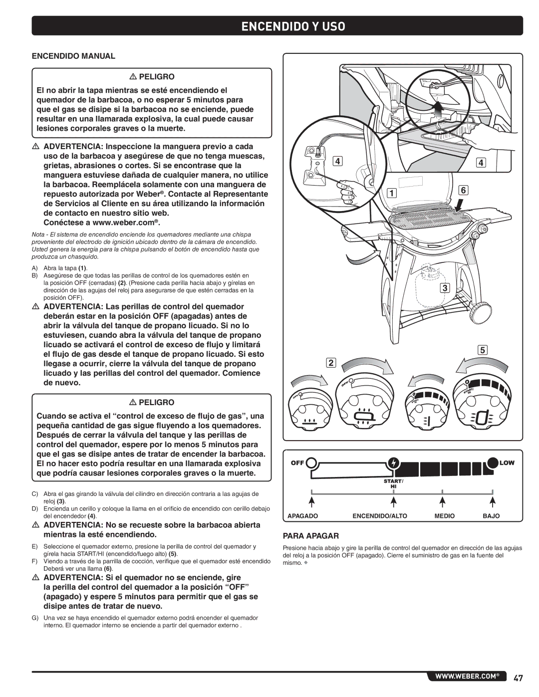 Weber 300 manual Encendido Manual 